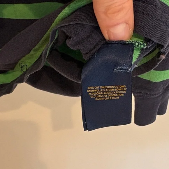 Polo Ralph Lauren Navy Blue & Kelly Green Striped Long Sleeve Tee Boys 3T Kids - Picture 3 of 6
